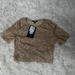 SHIMMERY CROP TOP SHIRT